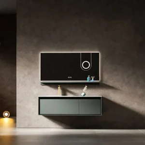 Modern Grey Solid Wood, Bathroom Furniture, Bathroom Vanity Set, Wall Mounted Bathroom Vanity, Washbasin Cabinet, Marble Design, Mirror