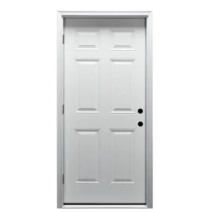 Fiberglass Smooth, Primed, Right Hand Outswing, Prehung Front Door, 6-Panel, 36'' X 80"