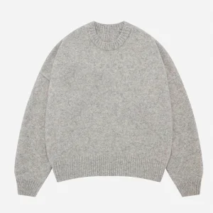 Knitwear Manufacturer Custom Logo Intarsia Jacquard Letter Luxury Ribbed Crew Neck Mohair Wool Knitted Jumper Sweater Men