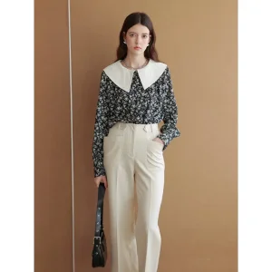 Blusa de manga longa gola Peter Pan