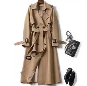Dropship Factory Wholesale Autumn Casual Long Trench Overcoat Plus Size Long Sleeve Windbreaker for Women Trench Coat Outerwear