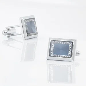 Classic Silver & Blue Cufflinks