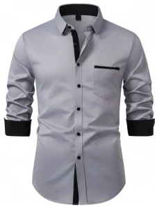 Men Solid Color Casual Shirt Long Sleeve Minimalist Design Summer Resort Wear Autumn Designer Shirt Top