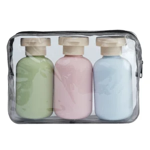 100ml 3PCS HDPE Refillable Travel Dispenser Bottles with Flip Top Cap for Shampoo Lotion