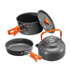 Camping Cooking Set Hard Anodized Aluminum Outdoor Cookware Set Picnic Cookware Frying Pan Kitchen Pot