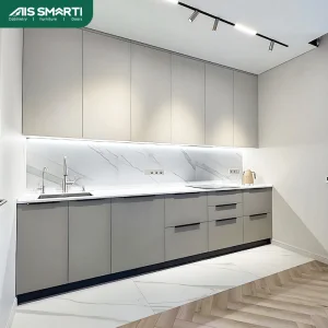 AIS 2025 China White Modular Wooden Designs Smart Grey Pet Kitchen Cabinet Storage with Handles Kitchen Furniture Wholesale Organizer