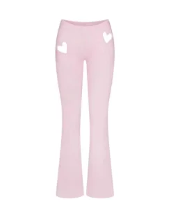 Cotton Jersey Heart Flare Legging Flared Cotton Low-Rise Slim Fit Heart-Cut Trousers