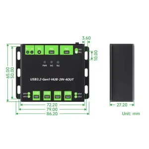 Industrial Grade USB Hub, Extending 4X USB 3.2 Ports, Switchable Dual Hosts, Multi Protections