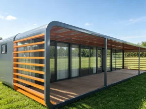 Apple Cabin Quick Install Prefab House With Terrace For Temporary Living &amp; Tourism