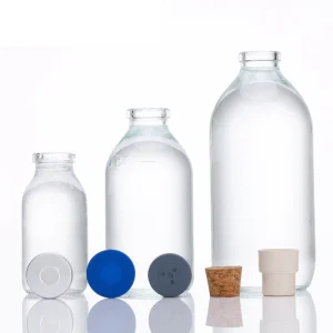High Quality Refillable Glass Medicine Saline Bottle Glass for Saline Applications, for Cylindrical Reagent Water