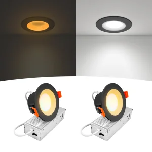 Ultra Anti-Glare 6W LED Recessed Downlight USA Direct 5CCT 680lm Night Light Mode Flicker-Free Slim Panel for Home ETL