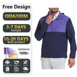 Custom Logo Long Sleeve Black Color Men Quarter