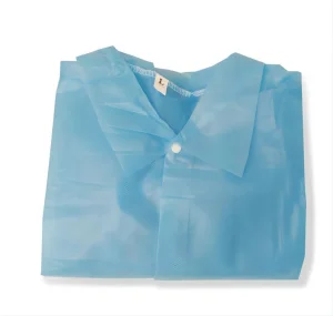 Unisex PP 35GSM Blue Non Woven Disposable Lab Coat with Individual Package