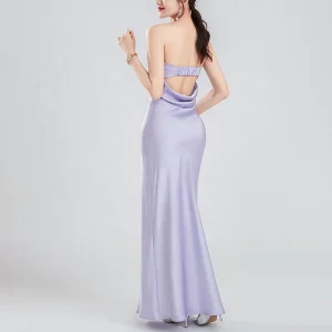 Vestido de Noite Elegante Sem Costas