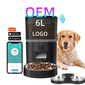 OEM 6L Automatic Pet Feeder With Timer Tuya Video Wifi App Control Dog Cat Food Dispenser Smart Pet Feeder With Timer