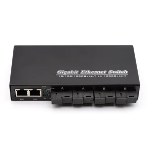 4 Fiber Port 2 RJ45 10/100/1000Mbps FTTH Media Converter 0~120Km RoHS CE Certified