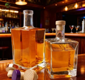 Square 750ml Clear Glass Whisky Bottle Spirits Wine Liquor Bottle Vodka Gin Tequila Bottle