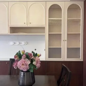 Custom Modular Kitchen Island Design with Elegant Solid Wood Finish