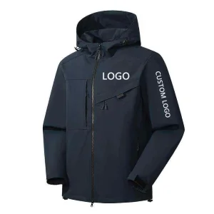 Wholesale Men's Customized 100% Polyester Rain Jacket Windproof And Breathable With Sporty Style OEM Logo For Outdoor Work