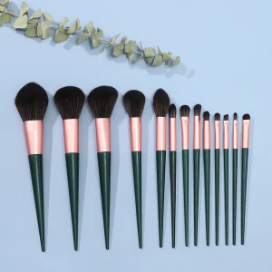 13PCS Green Color Makeup Brush Set Vegan