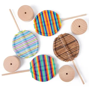 Juguete de piruleta giratoria de madera