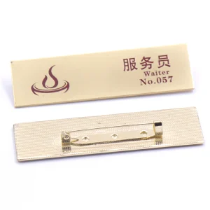 Factory Custom Made Gold Plated Metal Alloy Name Badge Manufacturer Customized Soft Enamel Company Logo Plaque Bespoke Hotel and Restaurant Waiter Nameplate