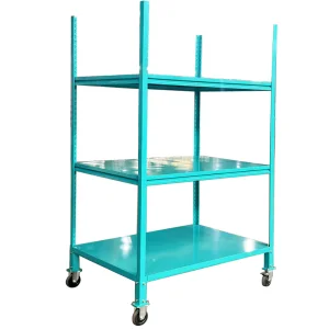Smart Factory Ready Adjustable 3 TierSteel Mobile AGV Storage Rack With Swivel Casters for Automated Warehouse