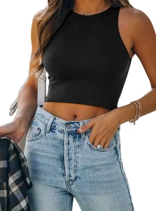 Camisetas sem mangas ajustadas ultra macias para mulheres, blusas cropped, roupas esportivas disponíveis para ODM, OEM e etiqueta privada