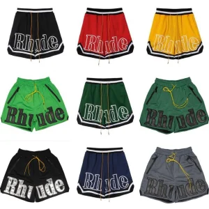 Bermudas Rhude Masculinas Estilo Streetwear Americano Bermudas de Basquete Casuais para Academia e Praia