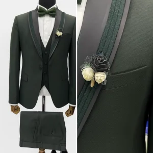 Men Luxury Waterproof Wedding Tuxedo Suit Three Piece Groom Set Classic Formal Blazer Vest Pants Elegant Slim Fit Party Plus