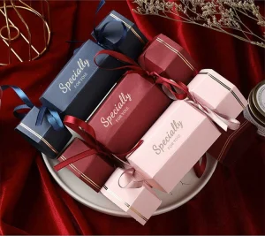 Luxury Candy Shape Wedding Candy Cookie Chocolate Box Hot Sale Candy Gift Paper Box with Ribbon for Party Festival