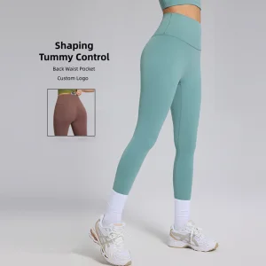 OEM/ODM Wholesale Women's Sustainable Gym Leggings No Front Seam High Waist Yoga Pants Fitness Tummy Control Yoga Leggings