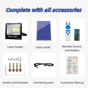 100W/6000K Luz Solar de Inundación Exterior con Control Remoto Luz de Seguridad Solar para Jardín Gazebo Cobertizo