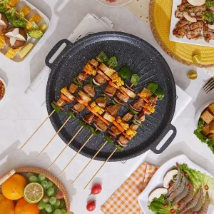 Maifan Stone Grill Pan Non-Stick Teppanyaki Korean Barbecue Pan for Home &amp; Outdoor Use, Compatible with Induction Cooktop, Gas Stove &amp; Butane Stove
