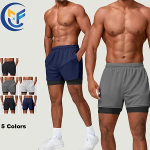 Men's High Elasticity Fitness Shorts High Drawstring Sport Wear Pockets Casual Wear Breathable Lightweight Running Clothes