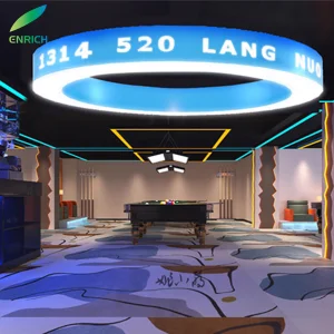 450mm 600mm Diameter Circle Linear Chandeliers LED Fixture Linear Light Pendant Suspension Lighting with Logo Letters