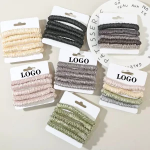Custom Logo High Quality Silk Satin Thin Skinny Hair Ties