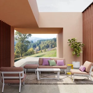 Sturdy Powder Coated Aluminum Garden Sofa with 35D High Resilience Foam Seating Comfort