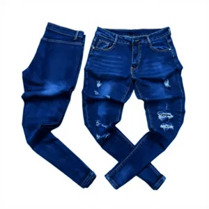 Men Medium Wash Distressed Overalls