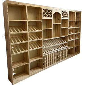 High Quality YUMEI Customized Modular Solid Wood Steel Durable Adjustable Freestanding Wine Cellar Display Stand Retro Wine