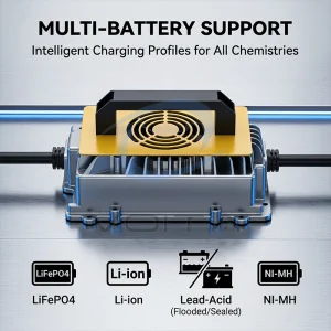 Professional 1250W Battery Charger 36V 25A Smart LiFePO4 Lithium Charger for Marine Golf Cart Electric Vehicle Factory OEM