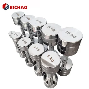 Chrome Stainless Steel Commercial Gym Equipment Free Weights Dumbbell Set 100kg Dumbbell