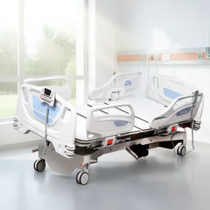 Durable [Ki-C01] Electric Seven Functions High-End Adjustable Hospital Bed on Wheels for ICU, Nursing Homes, Clinics and Hospital Patient Care
