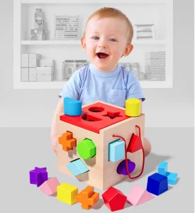 Colorful Wooden Preschool Education Math Learning Montessori Toy Building Pattern Blocks Toys for Kids