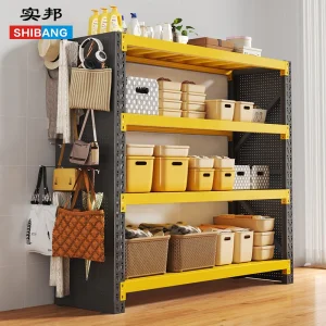 Boltless Cold Rolled Steel Multi-Level Warehouse Racks with Perforated Board Powder Coated Shelves for Home Garage