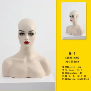 Wholesales European Realistic Wig Half Body Makeup Face Female Mannequin Head with Shoulder