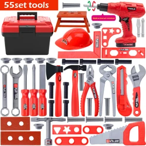 Toy Kids Boy Tools Play Set Toys Safe Power Tools Combo Kit Cordless