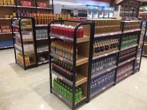 Stylish Wood Grain Supermarket Shelf