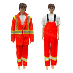 Custom Pass ASTM D6413 Nfpa 2112 Flame Resistant Fr PU Hi Vis Safety Rain Jacket Raincoat