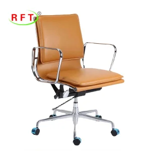 Luxury Brown PU Genuine Leather Ergonomic Swivel Manager Conference Table Chair